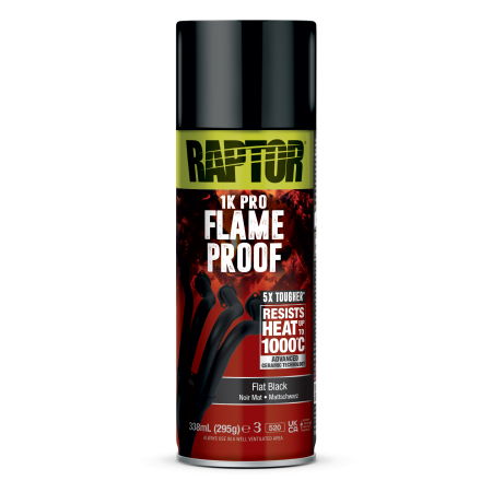 RAPTOR Spray FLAMEPROOF lakier żaroodporny 1000°C 338ml czarny mat - 0999 - mega-kolor.pl